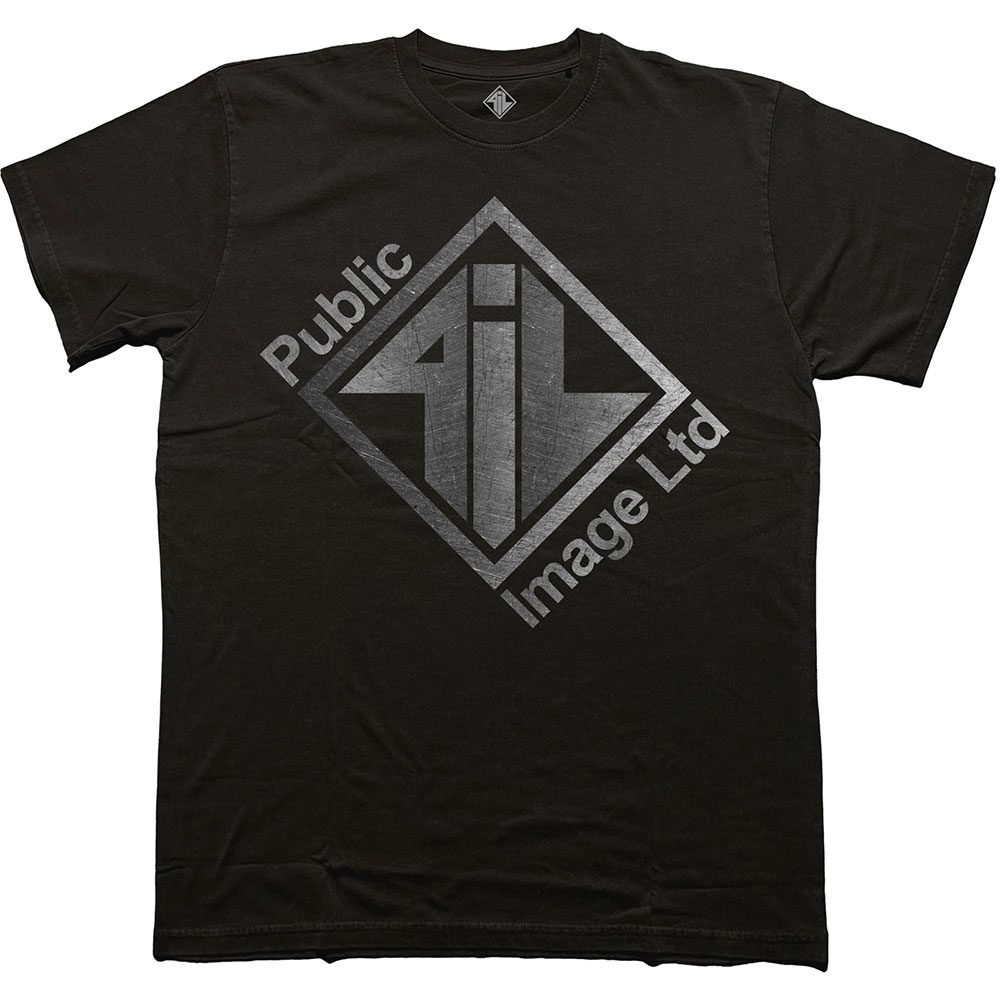 Pil Public Image Ltd - Brushed Steel Logo & Text Heren Tshirt - Zwart